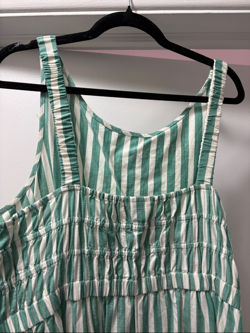 Green and White Striped Sleeveless Maxi Dress - Picture 4 of 5